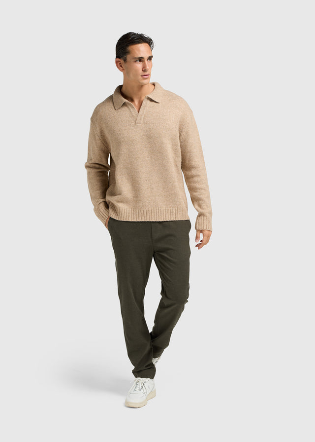 Polo en Tricot Épais - Sable Foncé
