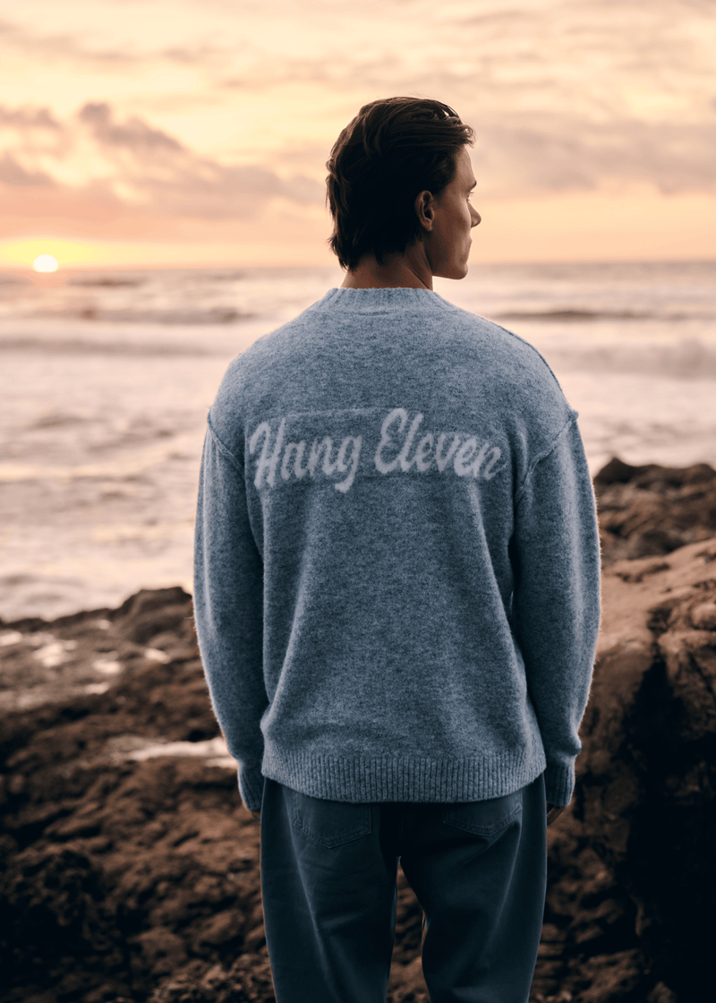 Light Brand Knit Crewneck - Grey Melee