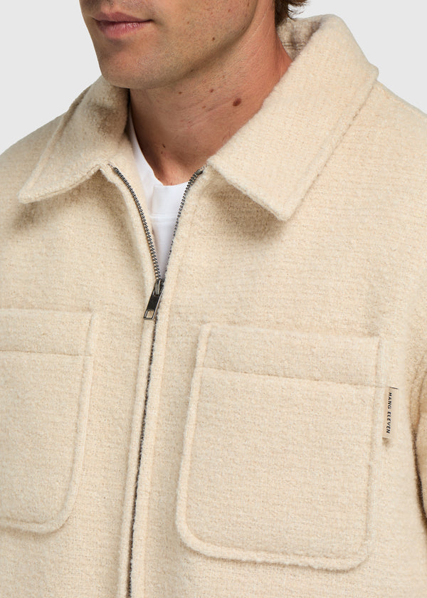 Padded Bouclé Overshirt - Sand Melange