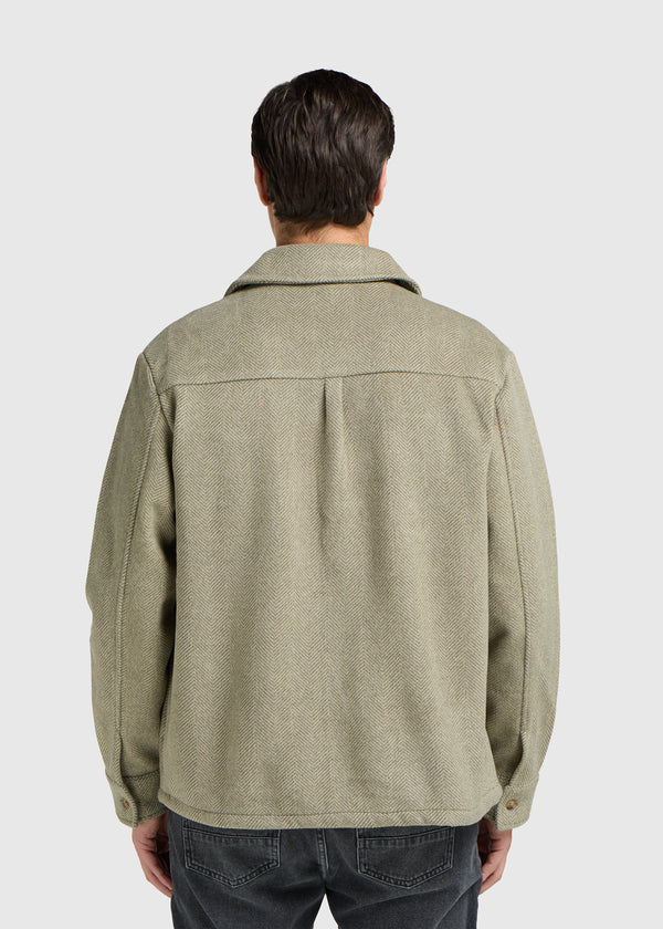 Herringbone Zip Overshirt - Green