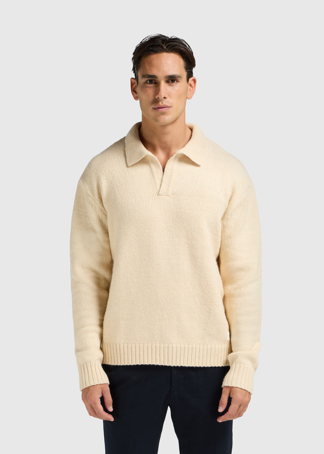 Polo en Tricot Épais - Sable Clair