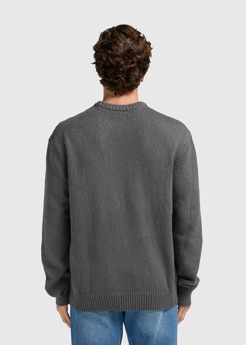 Hochwertiger Strickpullover mit Rundhalsausschnitt – Anthrazit 