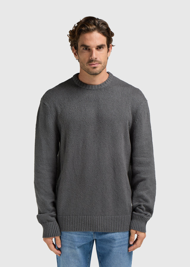 Hochwertiger Strickpullover mit Rundhalsausschnitt – Anthrazit 