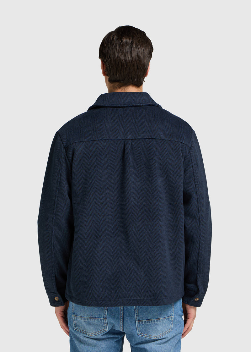 Herringbone Zip Jacket - Navy Blue