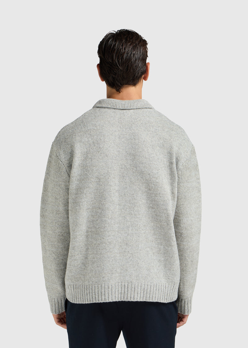 Heavy Knit Polo - Grey Melee