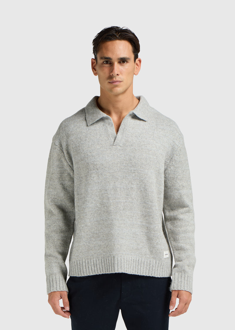 Heavy Knit Polo - Grey Melee