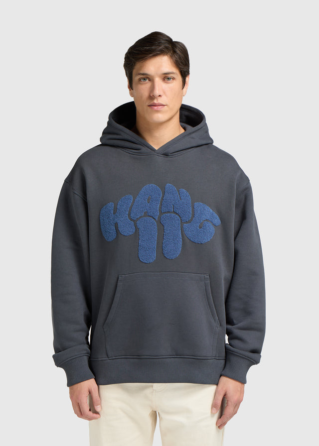 Sweat à capuche en tissu éponge épais - Bleu Ombre