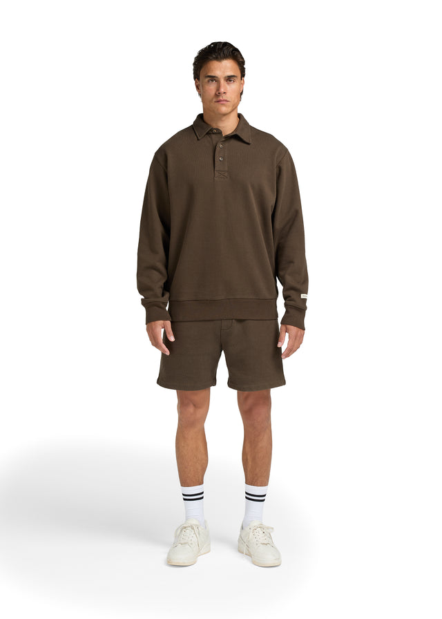 Vintage Washed Rugby Polo - Brown