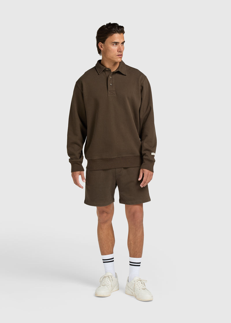 Polo de rugby vintage délavé - Marron 