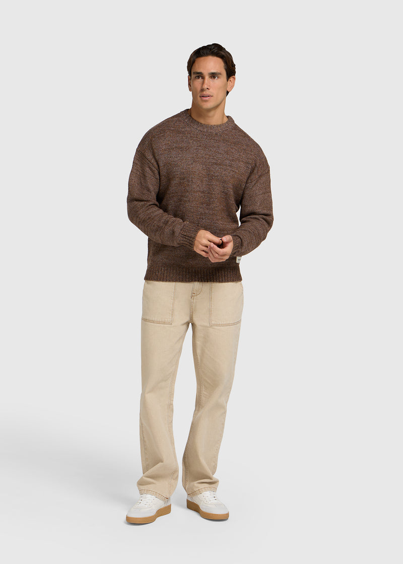 Heavy Knit Crewneck - Brown Melange