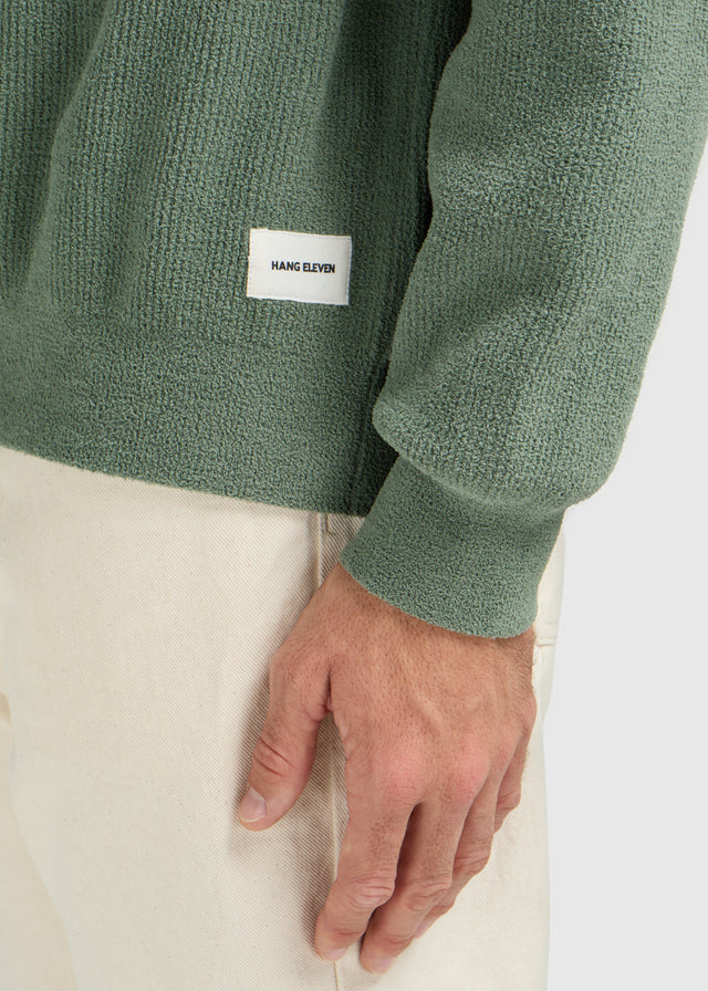 Strickpullover mit Rundhalsausschnitt – Schiefergrün
