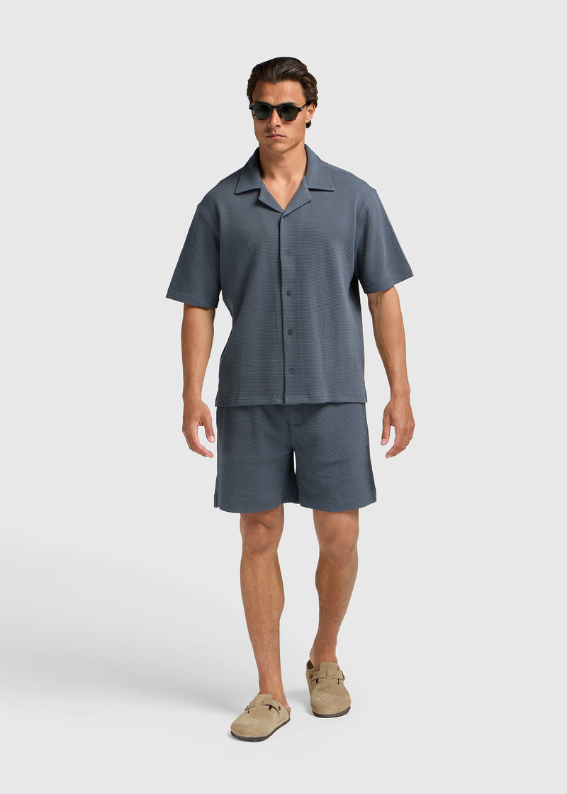 Relaxed Waffle Shirt - Navy Blue