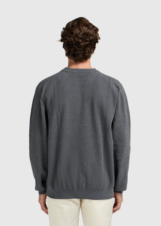 Pull ras du cou en maille structurée - Gris ardoise