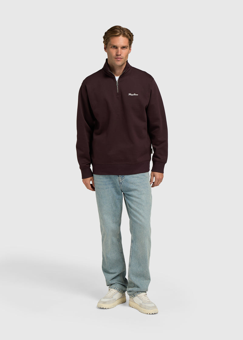 Clean Half Zip Sweater - Chocolate Brown