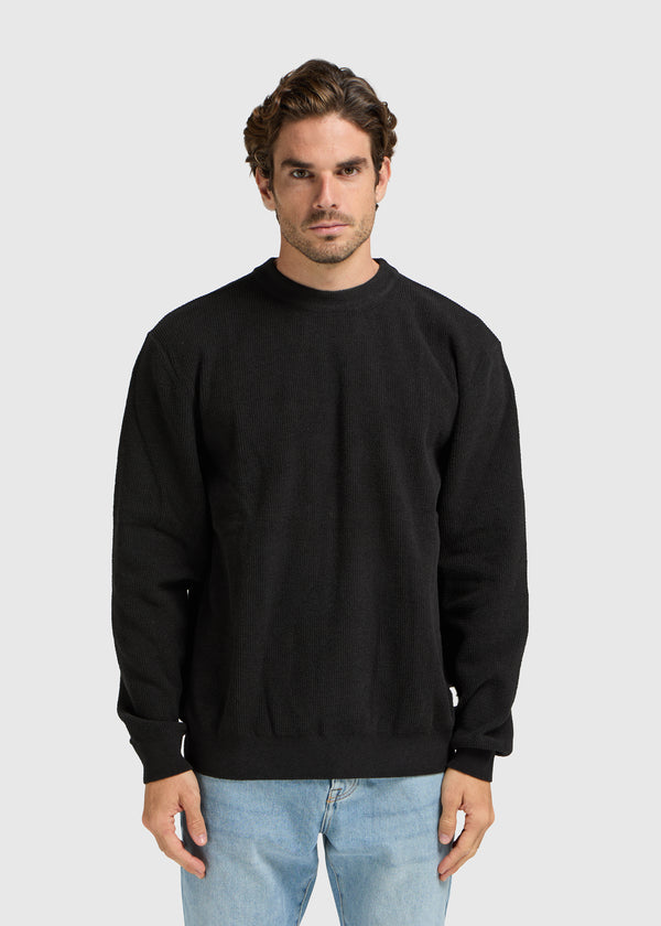 Structure Knit Crewneck - Off Black