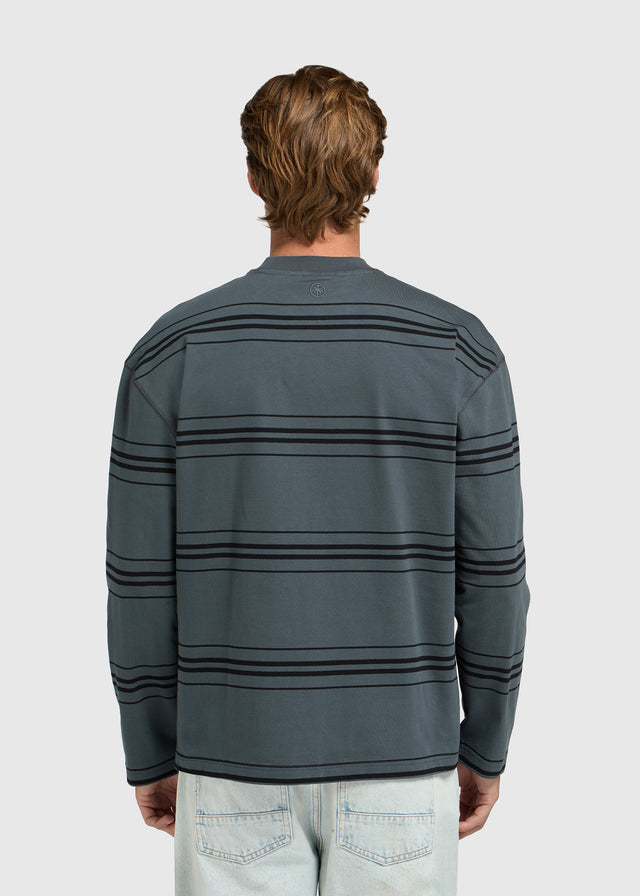 Lennon Gestreiftes Langarmshirt – Blau