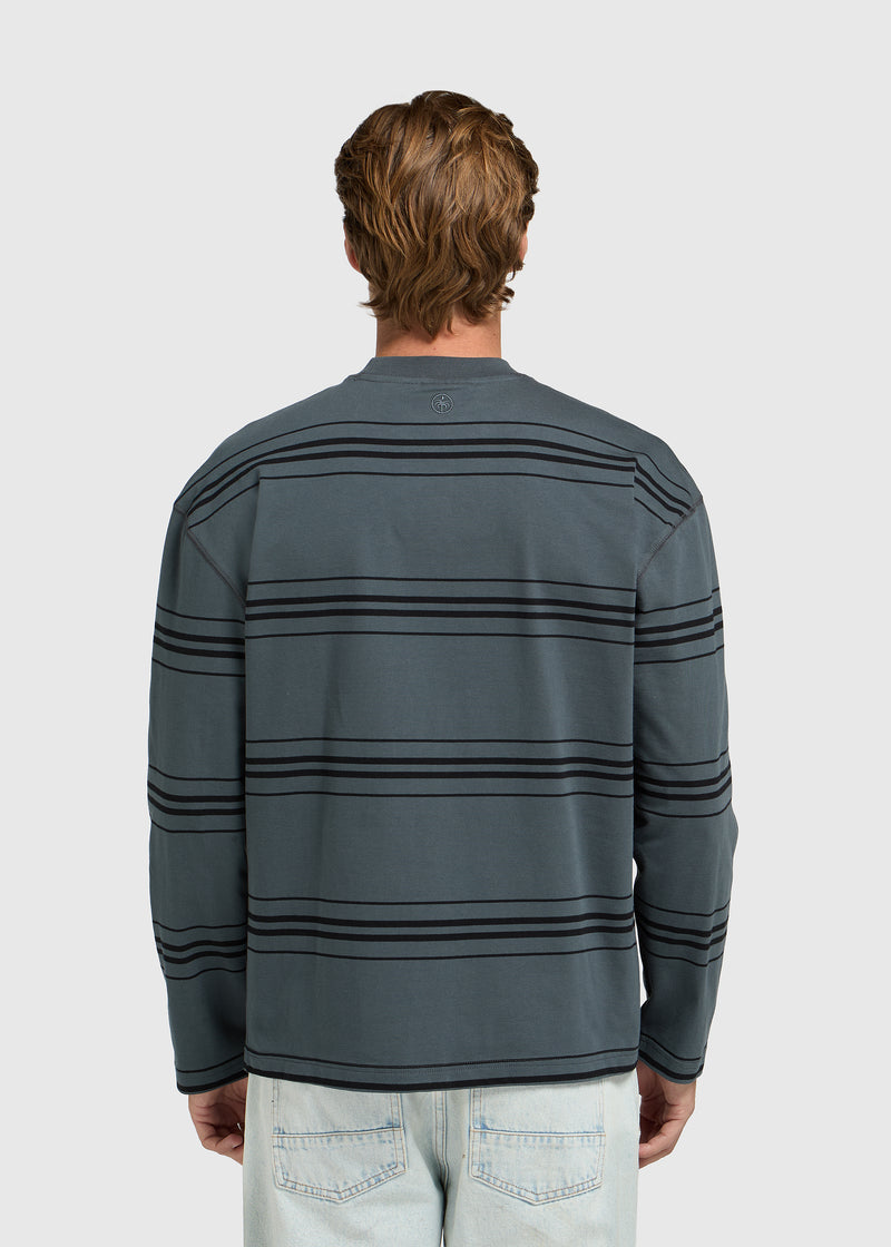 Lennon Gestreiftes Langarmshirt – Blau