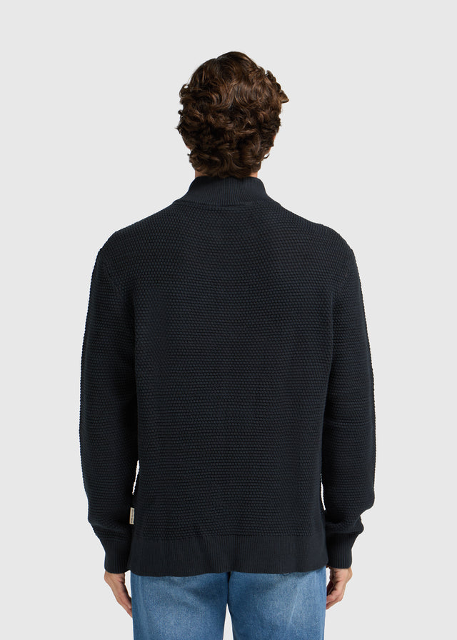 Structure, demi-zip, tricot - Mélange marine