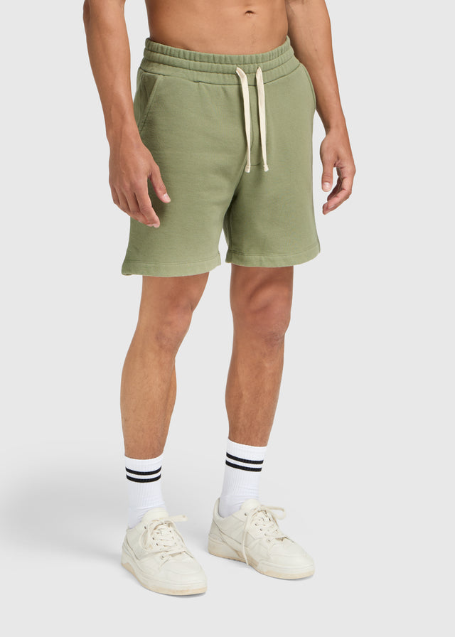 Vintage-Sweatshirt-Shorts aus gewaschenem Stoff – Moosgrün 