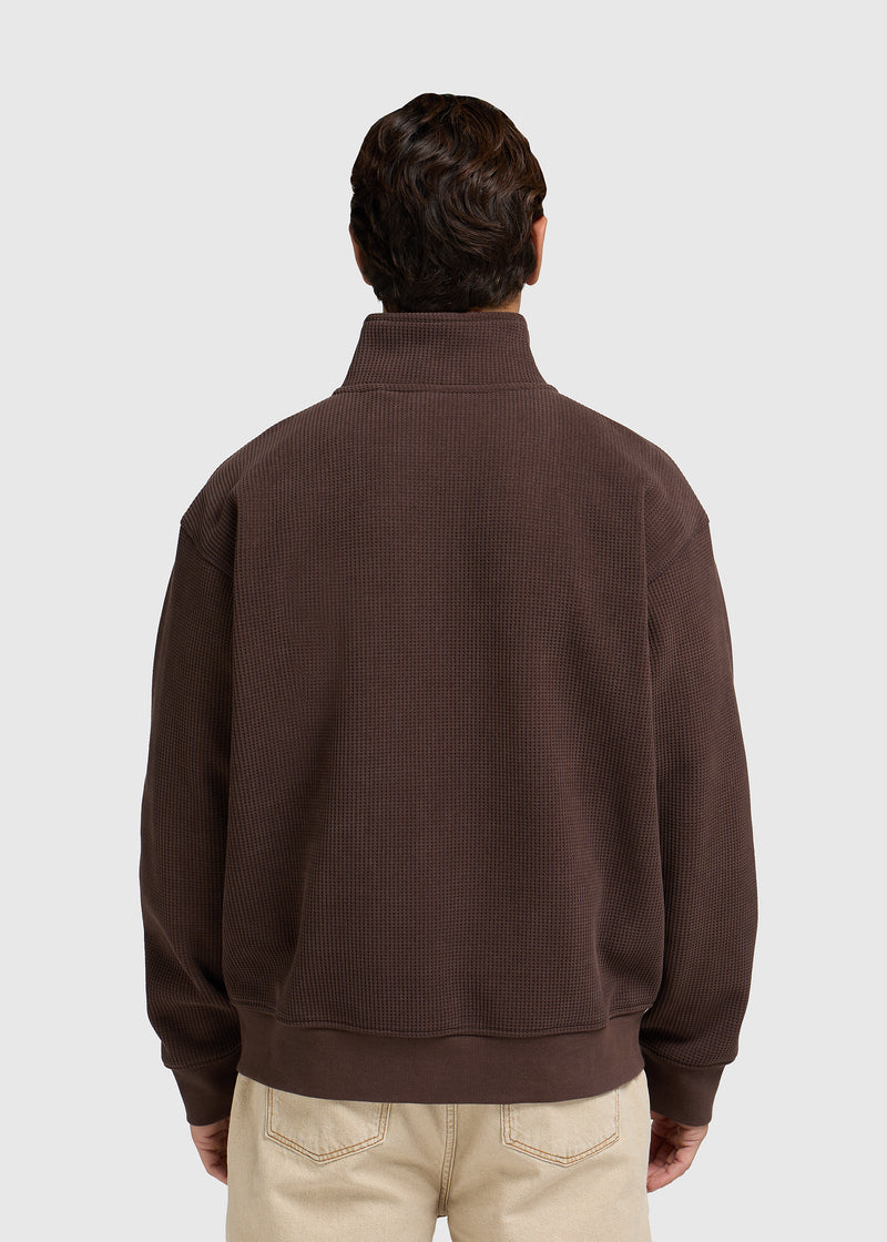 Waffle Full Zip - Dark Brown