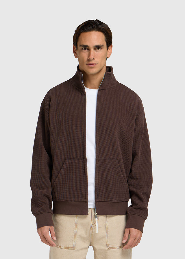 Waffle Full Zip - Dark Brown
