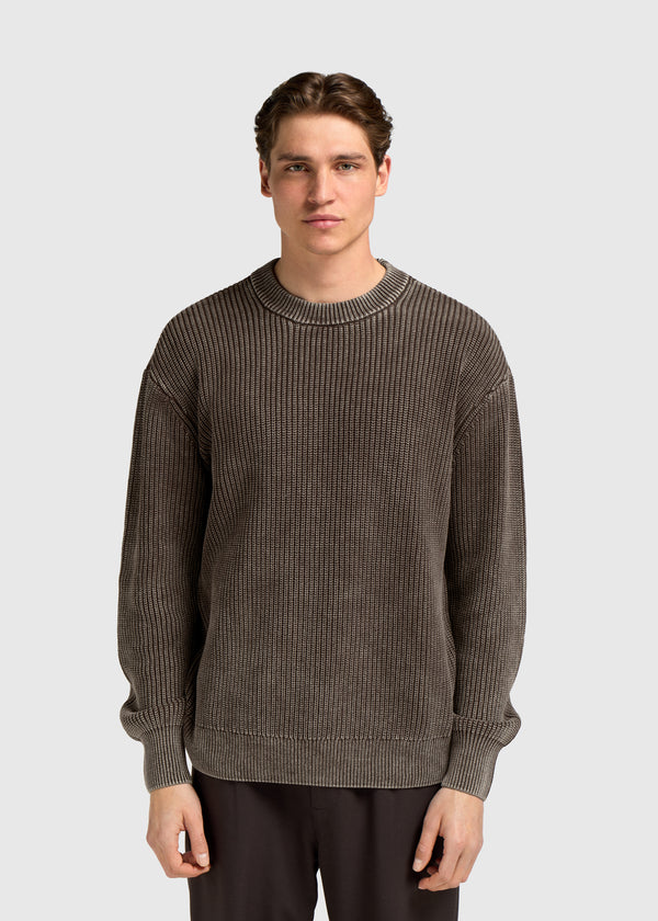 Washed Knit Crewneck - Espresso