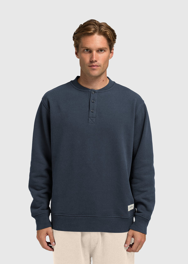 Vintage Washed Henley - Ombre Blue