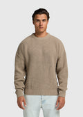 Schwerer Strickpullover mit Rundhalsausschnitt – Warm Sand