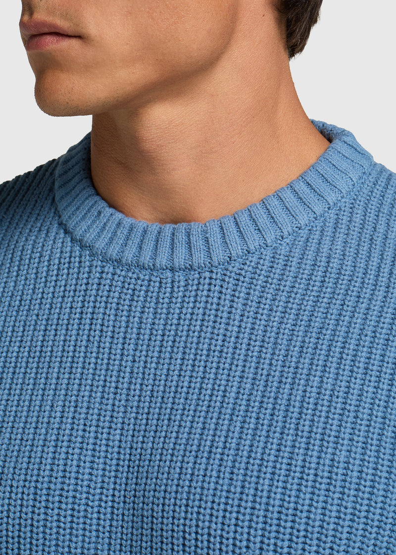 Clean Cable Knit - Mid Blue