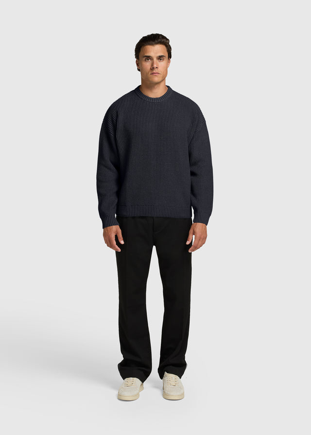 Clean Cable Knit - Dark Blue