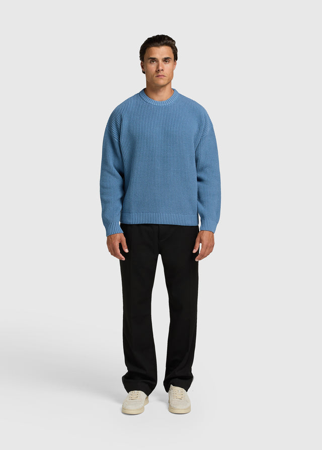 Clean Cable Knit - Mid Blue