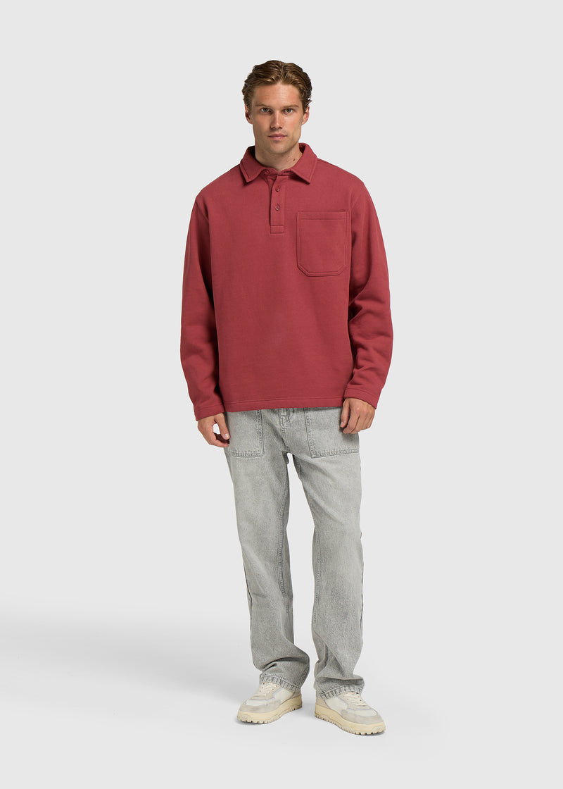 Vintage Washed Pocket Polo - Red