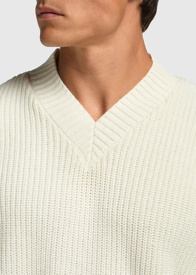 Pull col V épais - Sable