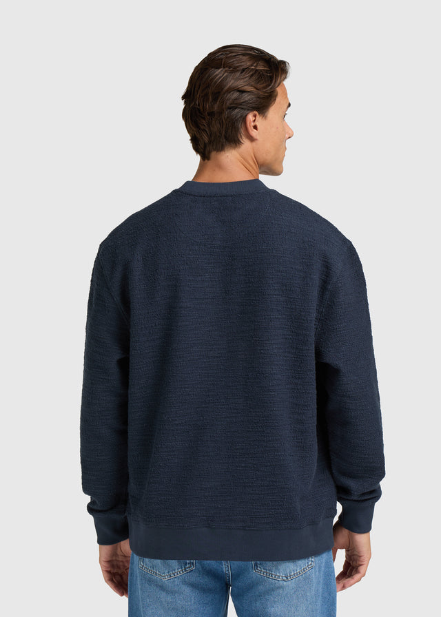 Bouclé-Rundhalsausschnitt – Ombre-Blau