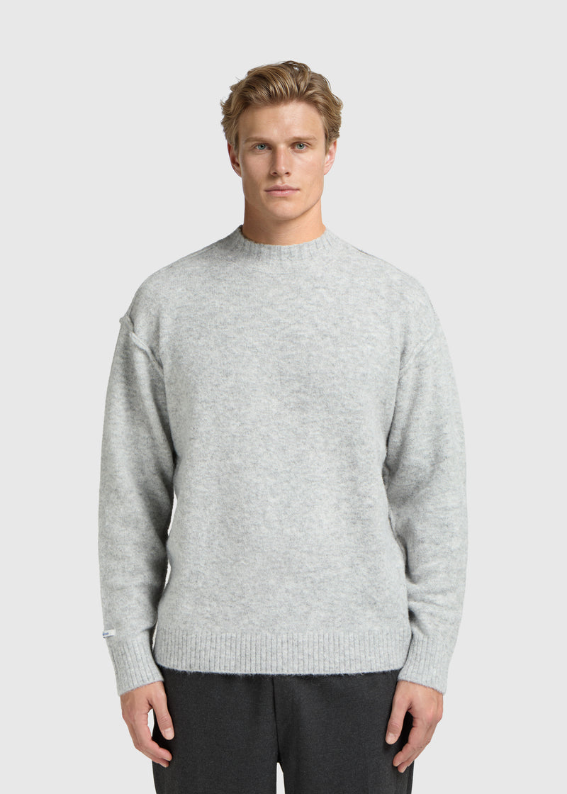 Light Brand Knit Crewneck - Grey Melee