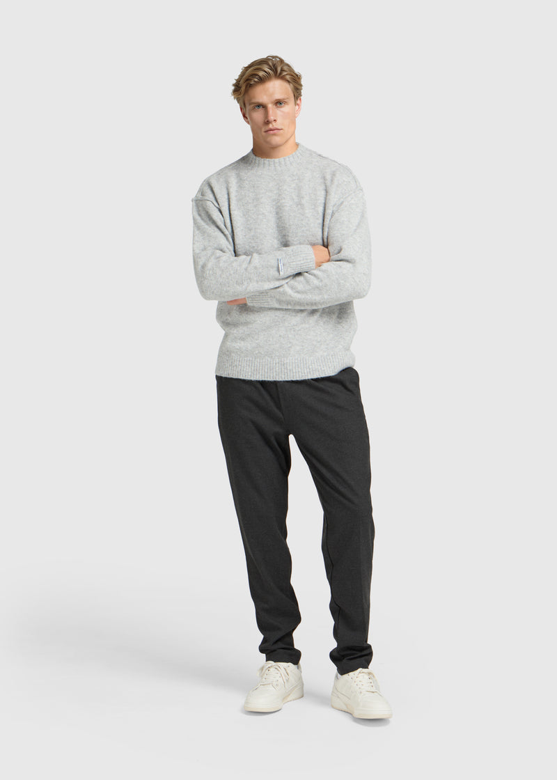 Light Brand Knit Crewneck - Grey Melee