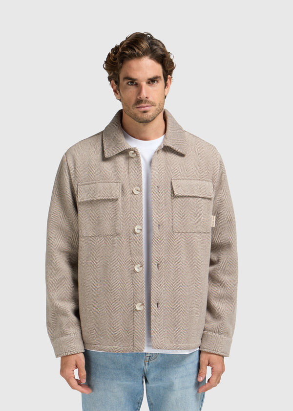 Herringbone Overshirt - Mocha
