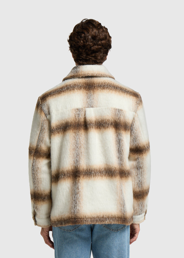 Jacke mit flauschigem Karomuster – Sand
