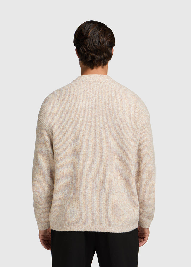Entspannter Strickpullover mit Rundhalsausschnitt - Sand Melange