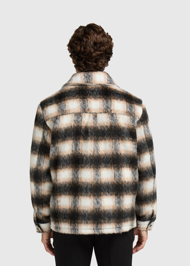 Jacke mit haarigem Karomuster – Schwarz