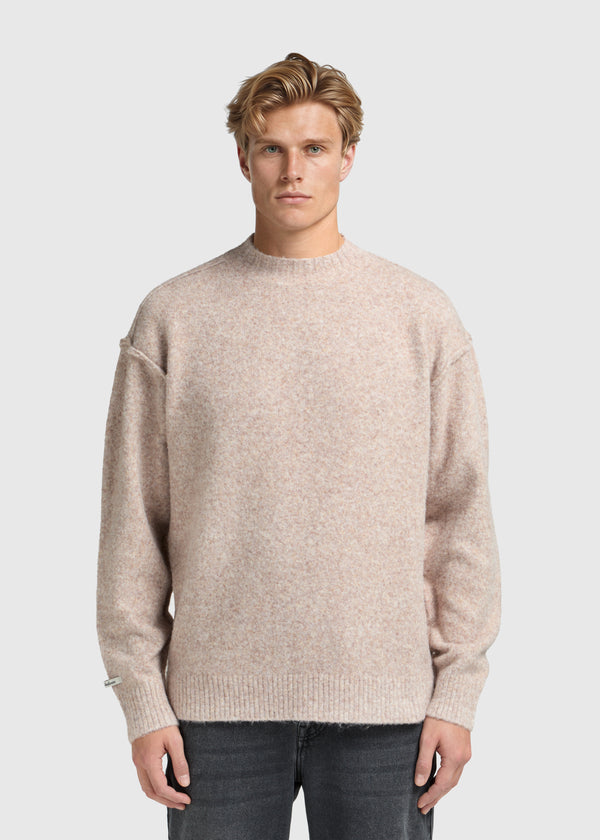 Cozy Brand Knit Crewneck - Taupe