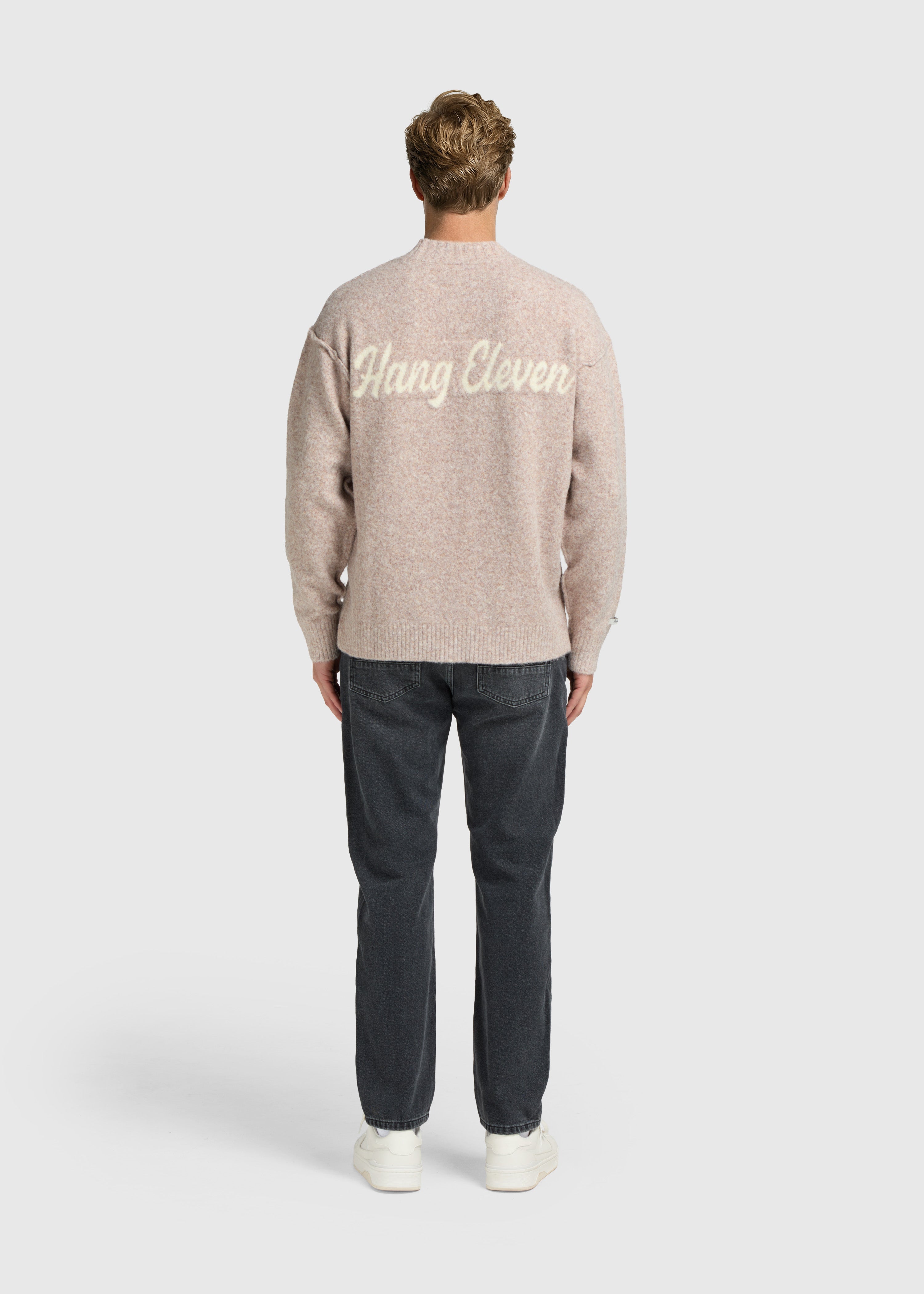 Cozy Brand Knit Crewneck - Taupe
