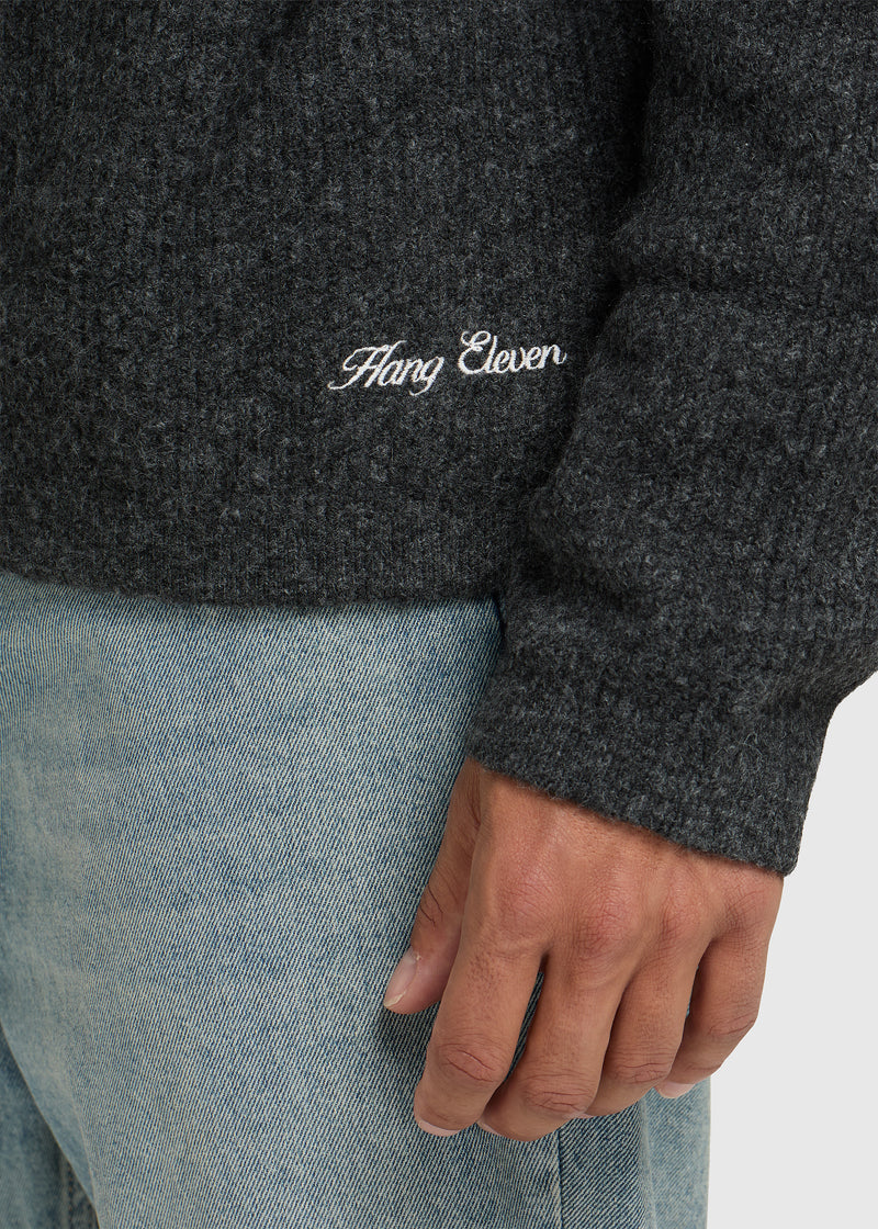 Entspannter Strickpullover mit Rundhalsausschnitt - Anthrazit
