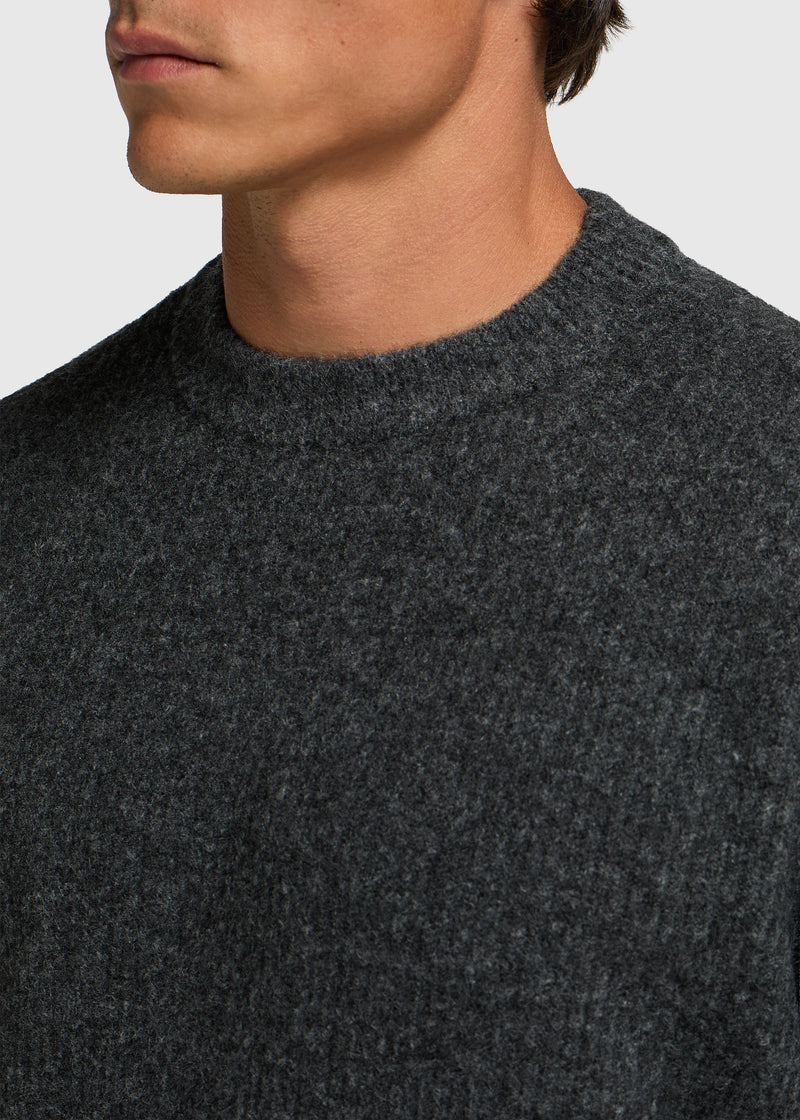 Entspannter Strickpullover mit Rundhalsausschnitt - Anthrazit