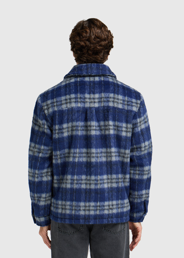 Veste à carreaux poilus - Bleu marine