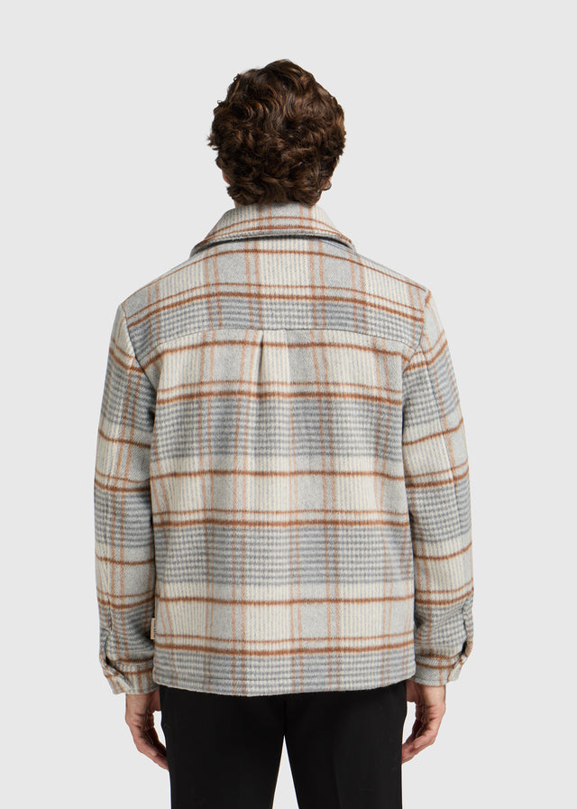 Veste à carreaux poilus - Grise