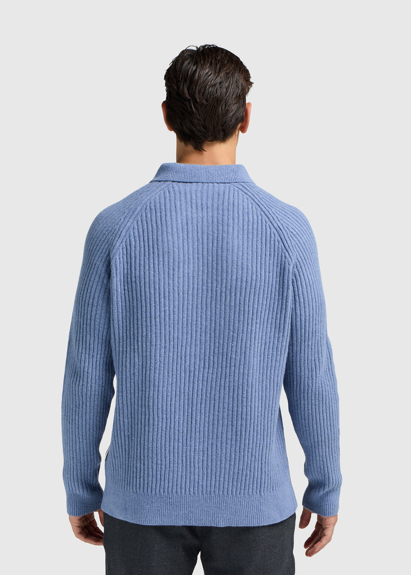 Polo-Polo mit weicher Struktur – Blaumeliert