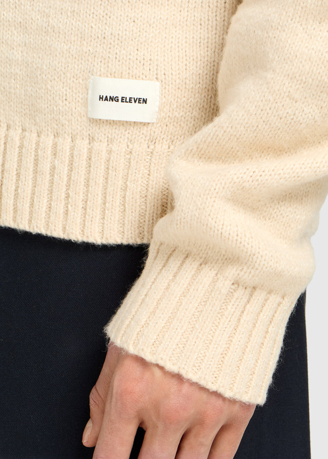 Schwer gestrickter Rundhalsausschnitt – Hellbeige