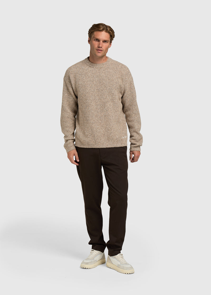 Entspannter Rundhalspullover aus Strick - Taupe