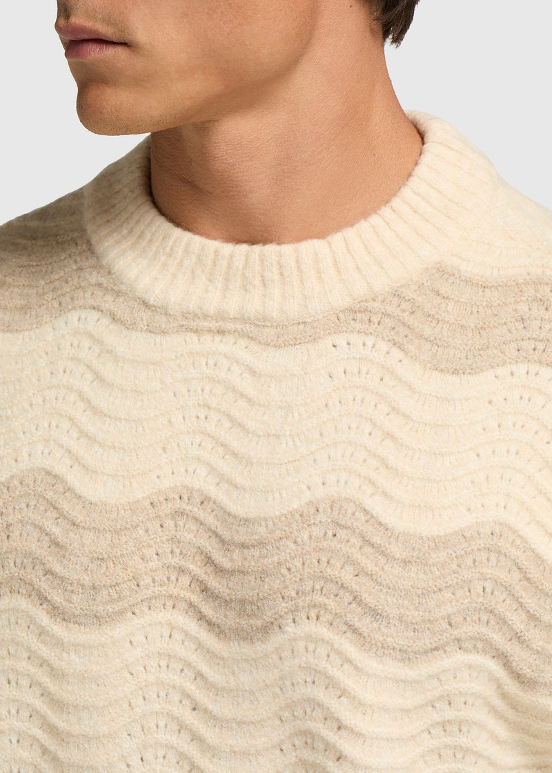 Wave Knitted Crewneck - Sand